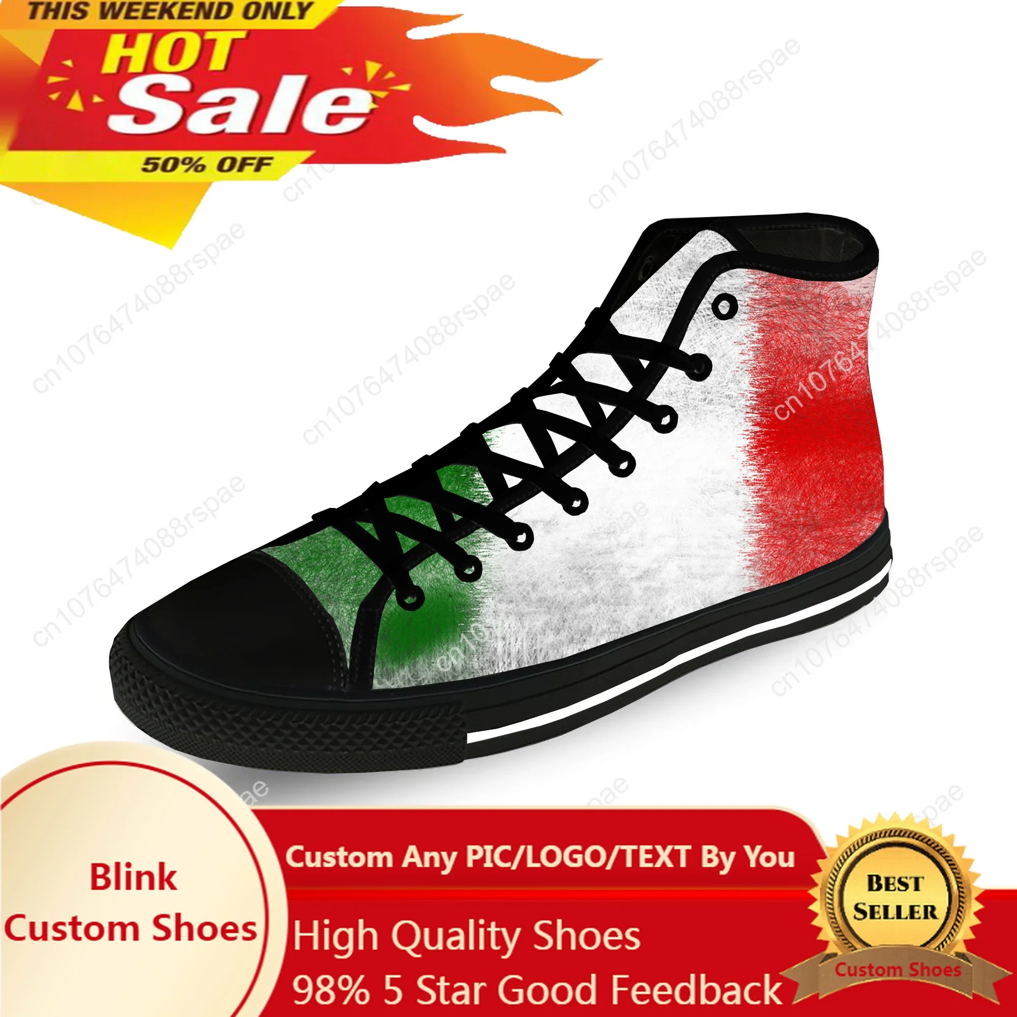 

Italy Italian Italia Flag Patriotic Casual Cloth 3D Print High Top Canvas Fashion Funny Shoes Men Women Breathable Sneakers