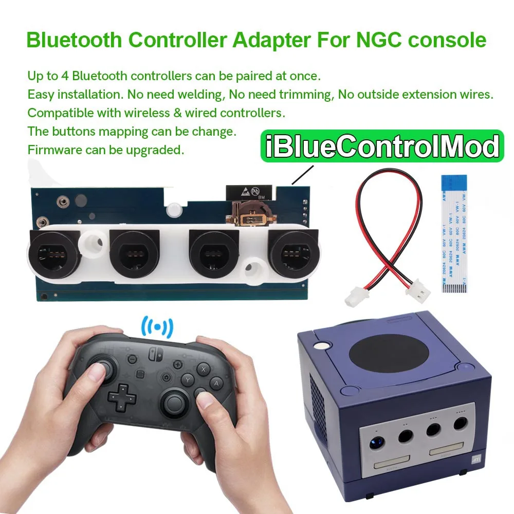 

Newest 2024 iBlueControlMod NGC Bluetooth Internal Adapter Wireless Controllers Gamepad Adapter receiver For GameCube console