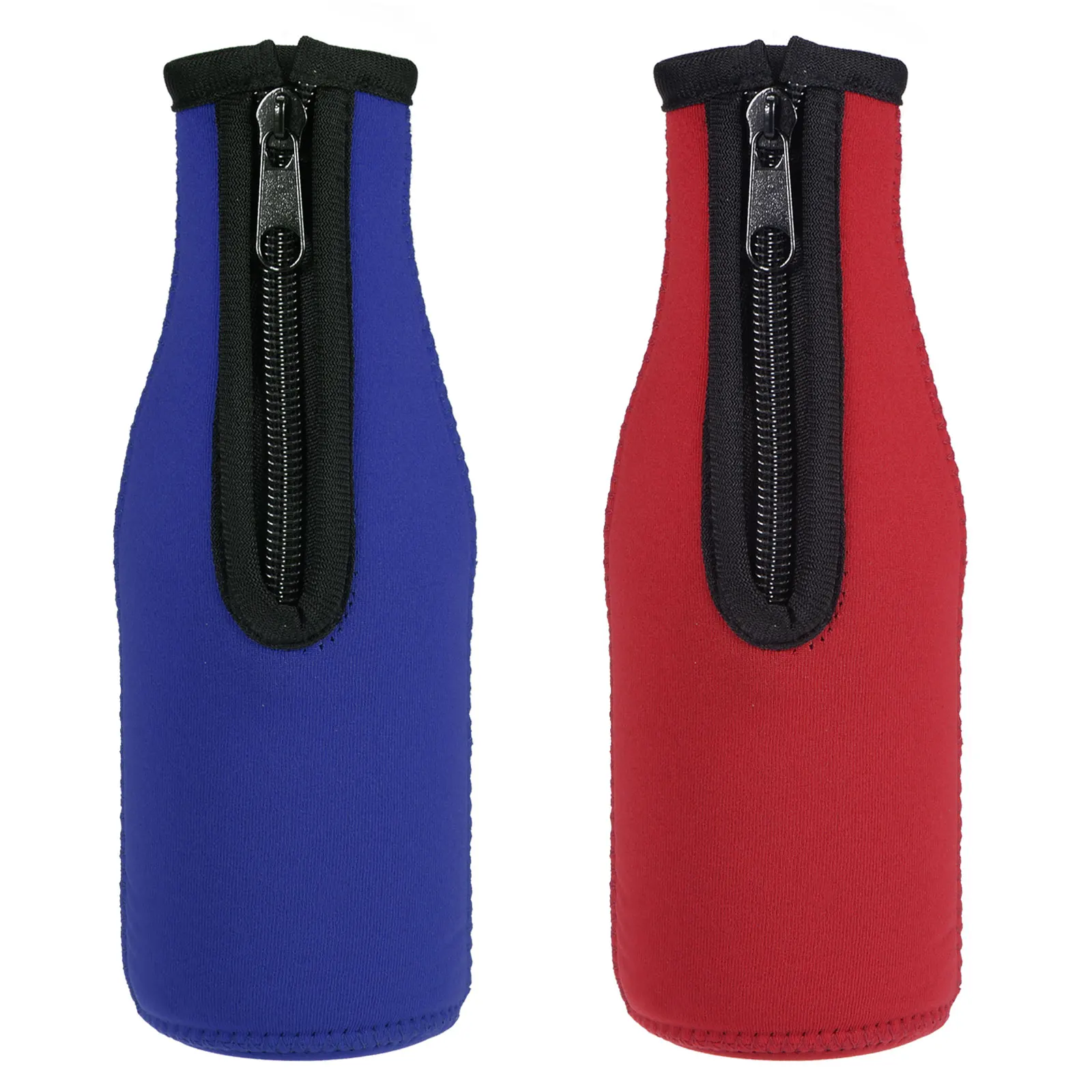 

2pc Beer Bottle Sleeves Cooler Insulator Collapsible Neoprene Covers with Zipper Insulated Cover for 12oz 330ml to 350ml Bottles