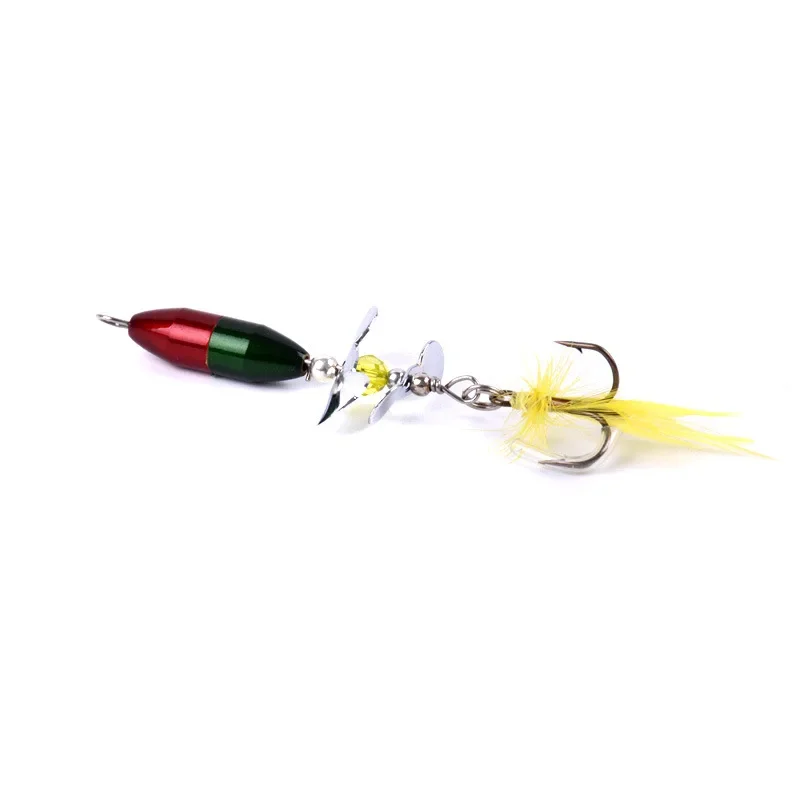 

1pcs Rotating Spinner Sequins Fishing Lure 10g/7cm Wobbler Bait with Feather Fishing Tackle for Bass Trout Perch Pike