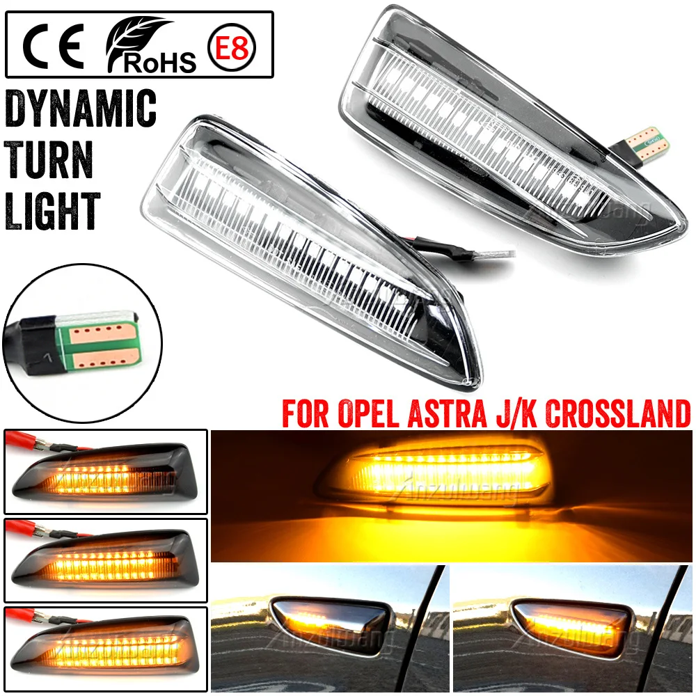 

2x 12V Dynamic LED Side Marker Lights Flowing Turn Signal Light Side Repeater Lamp Panel Lamp for Opel Astra J K Insignia B