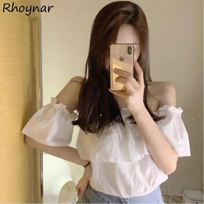 Blouses Women Slash Neck Crop Tops All-match Solid Temper Ulzzang Chic Summer Mujer Casual Ruffles Fashion Clothing Streetwear
Blouses Women Slash Neck Crop Tops All-match Solid Temper Ulzzang Chic Summer Mujer Casual Ruffles Fashion Clothing Streetwear
