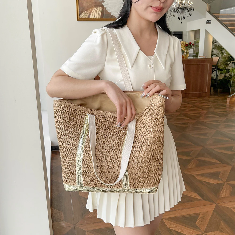 Sequin Crochet Beach Tote - Sparkly Straw Shopping Bag 7 S3373b34d13154471bf85d874fe9e0a64G