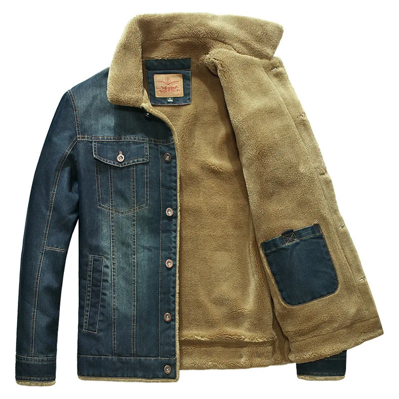 

Мужская зимняя джинсовая куртка, темно-синяя ветровка с флисовой подкладкой, теплая джинсовая куртка с несколькими карманами, ковбойская одежда, 2024