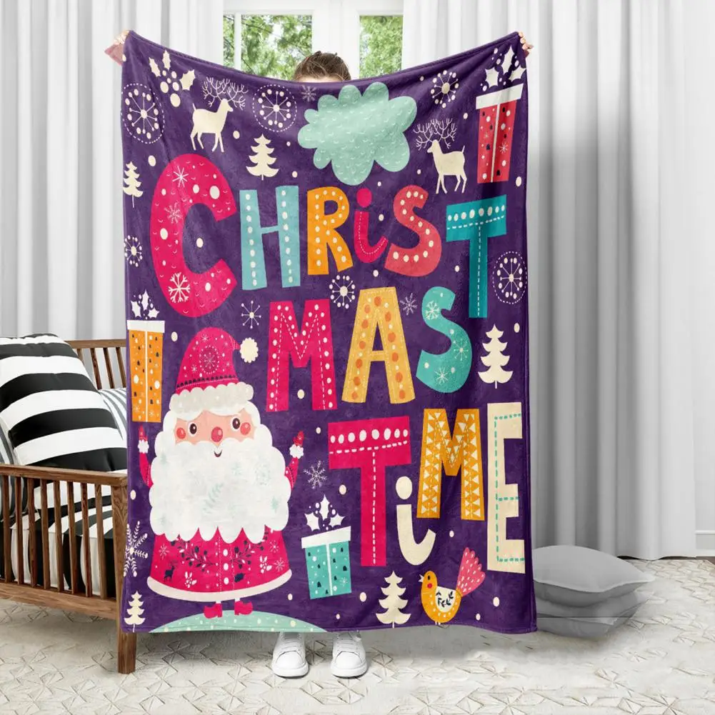 

Christmas Themed Blanket Soft Cozy Blanket Festive Holiday Blanket Cozy Christmas Elk Snowflake Santa Claus Print Sofa for Xmas