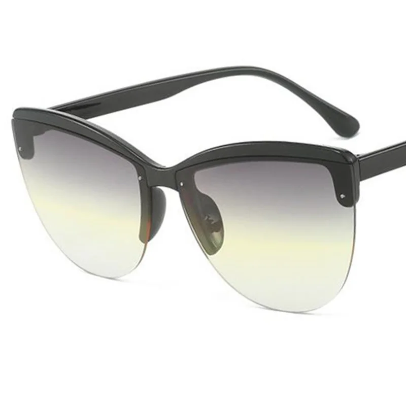 

NEW Sunglasses Unisex Semi-Rimless Sun Glasses Gradient Adumbral Anti-UV Spectacles Cat Eye Eyeglasses Personality Ornamental