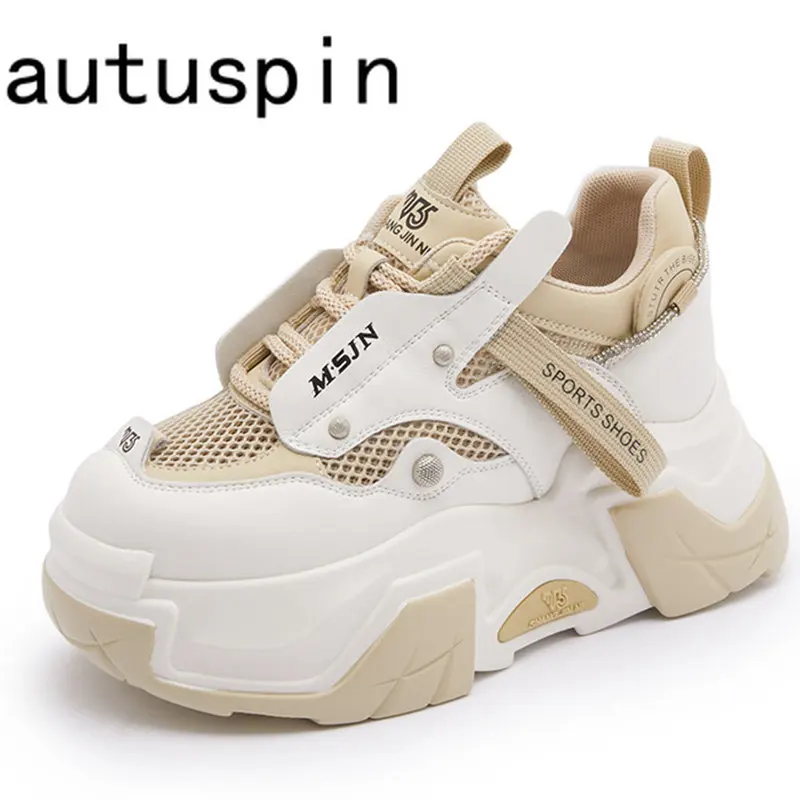 Autuspin 8cm Platform Women Mesh Shoes Fashion Summer Genuine Leather Wedge Heeled Chunky Sneaker Hollow Lace Up Sneakers Woman
Autuspin 8cm Platform Women Mesh Shoes Fashion Summer Genuine Leather Wedge Heeled Chunky Sneaker Hollow Lace Up Sneakers Woman