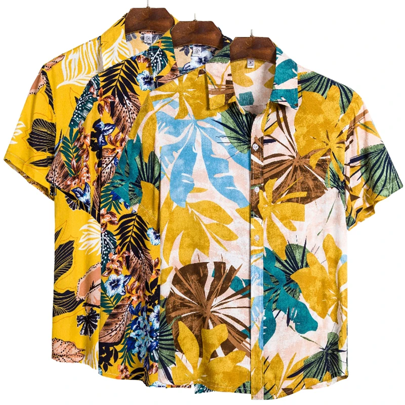 Men's Cotton Polyester Summer Short Sleeve Shirt Tropical Leaf Pattern Hawaiian Beach Male Shirts Casual Blouse For Men 2023
Men's Cotton Polyester Summer Short Sleeve Shirt Tropical Leaf Pattern Hawaiian Beach Male Shirts Casual Blouse For Men 2023