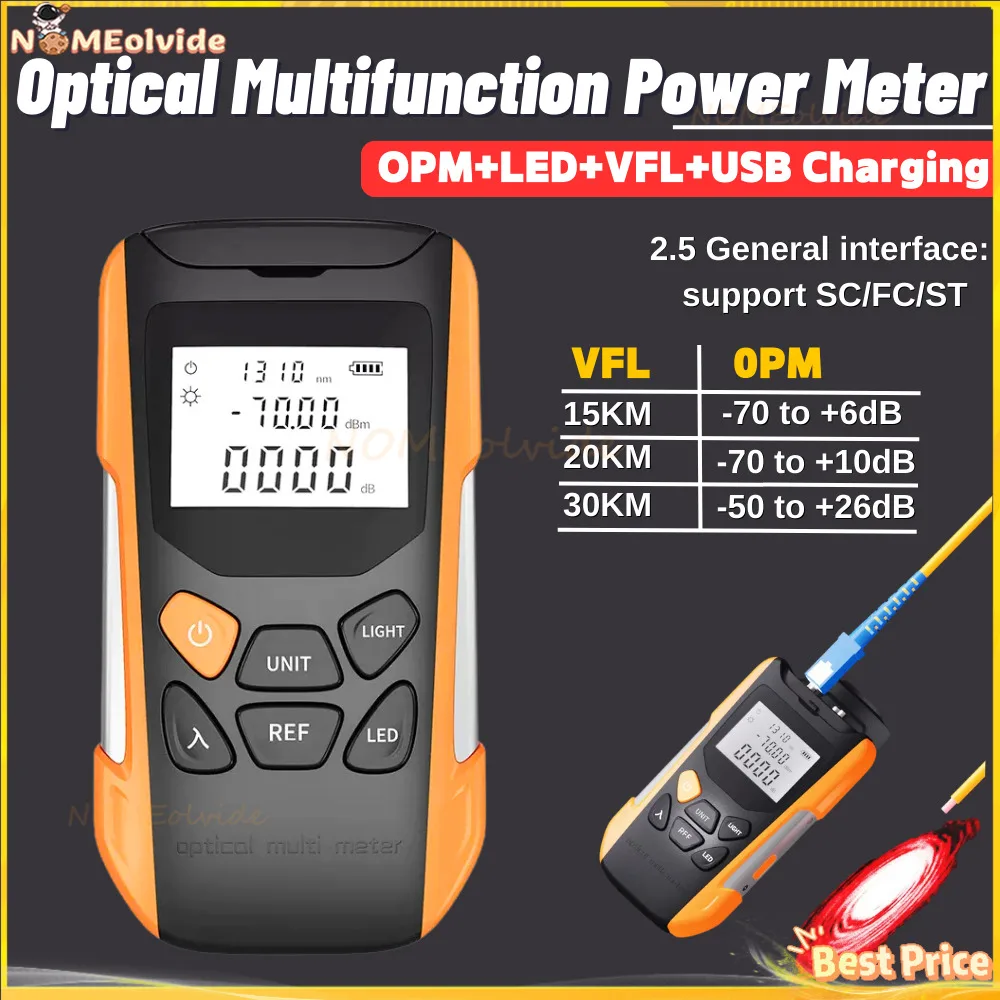 Optical Power Meter Rechargeable OPM with Visual Fault Locator Lighting Optic Tester 5-30km VFL Red Light Pen Multifunctional
Optical Power Meter Rechargeable OPM with Visual Fault Locator Lighting Optic Tester 5-30km VFL Red Light Pen Multifunctional