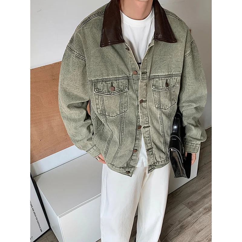 

Куртка мужская джинсовая оверсайз в стиле ретро, модная уличная одежда с карманами, куртка-бомбер свободного покроя в стиле хип-хоп, винтажные жакеты