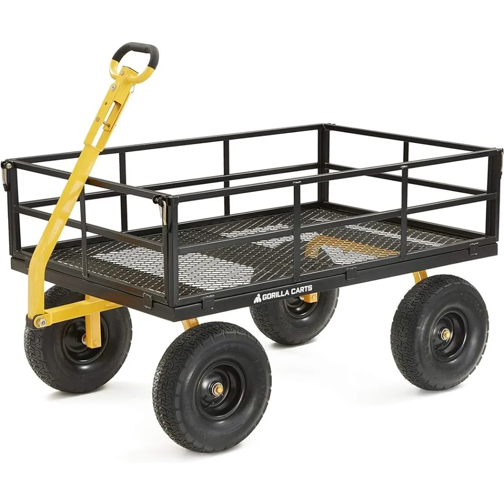 

Garden Carts Steel Utility Cart Free Shipping 12 Cu Ft Trolley Black Handcart 1400 Lb Capacity Hand Trolleys Supplies Home