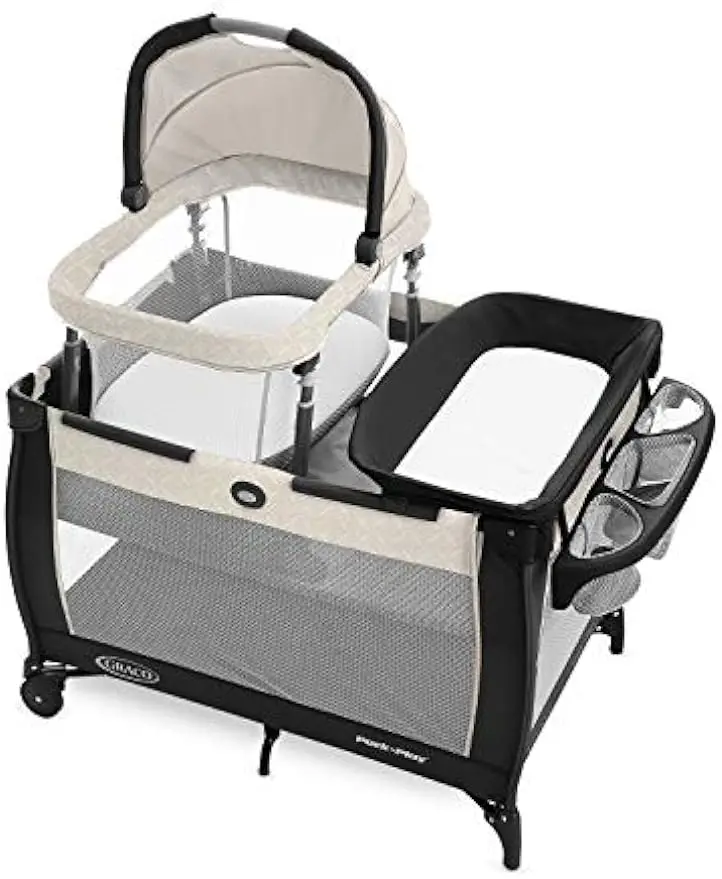 

Travel Bassinet Playard Features Portable Bassinet Diaper Changer and More (Lo, Lo, W/Fold Flat Bassinet)