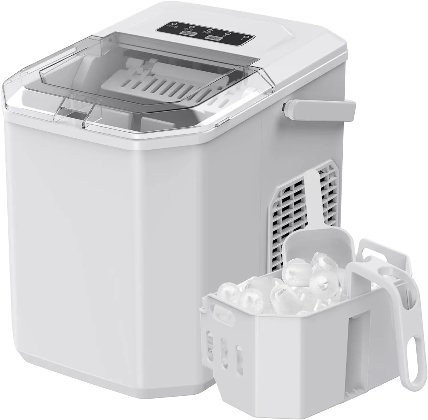 

Silonn Ice Maker Countertop, Portable Ice Machine with Carry Handle, Self-Cleaning Ice Makers with Basket and Scoop