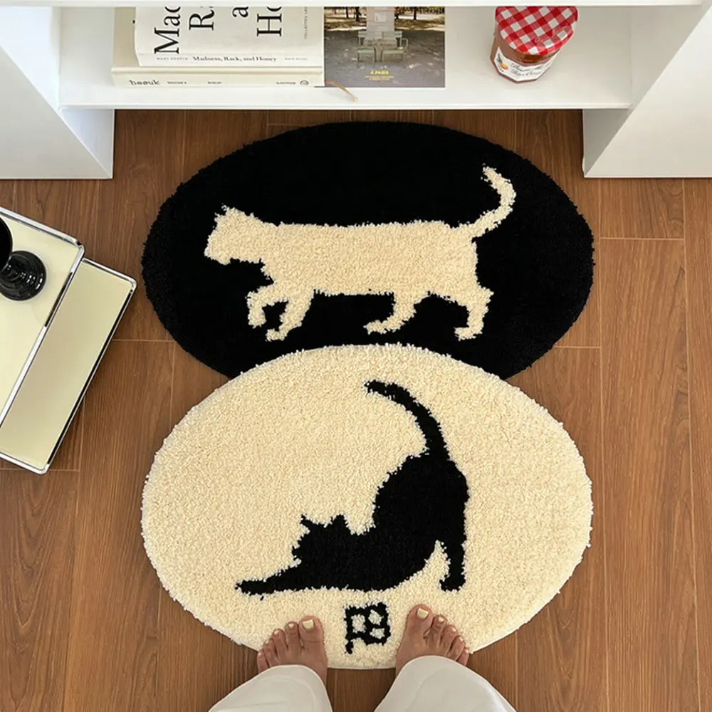 

Ins Cute Cat Rug Soft Plush Tufted Bedroom Bedside Carpet Modern Area Rugs Bathroom Floor Mats Entrance Doormat Room Decor Drop