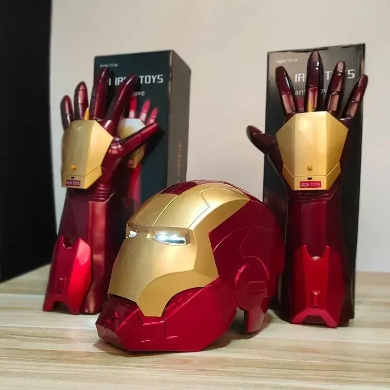 

65cm Marvel Iron Man Helmet Wearable Mask Gloves Glowing Eyes Adult Child Model Cosplay Props Model Ornaments Birthday Gifts