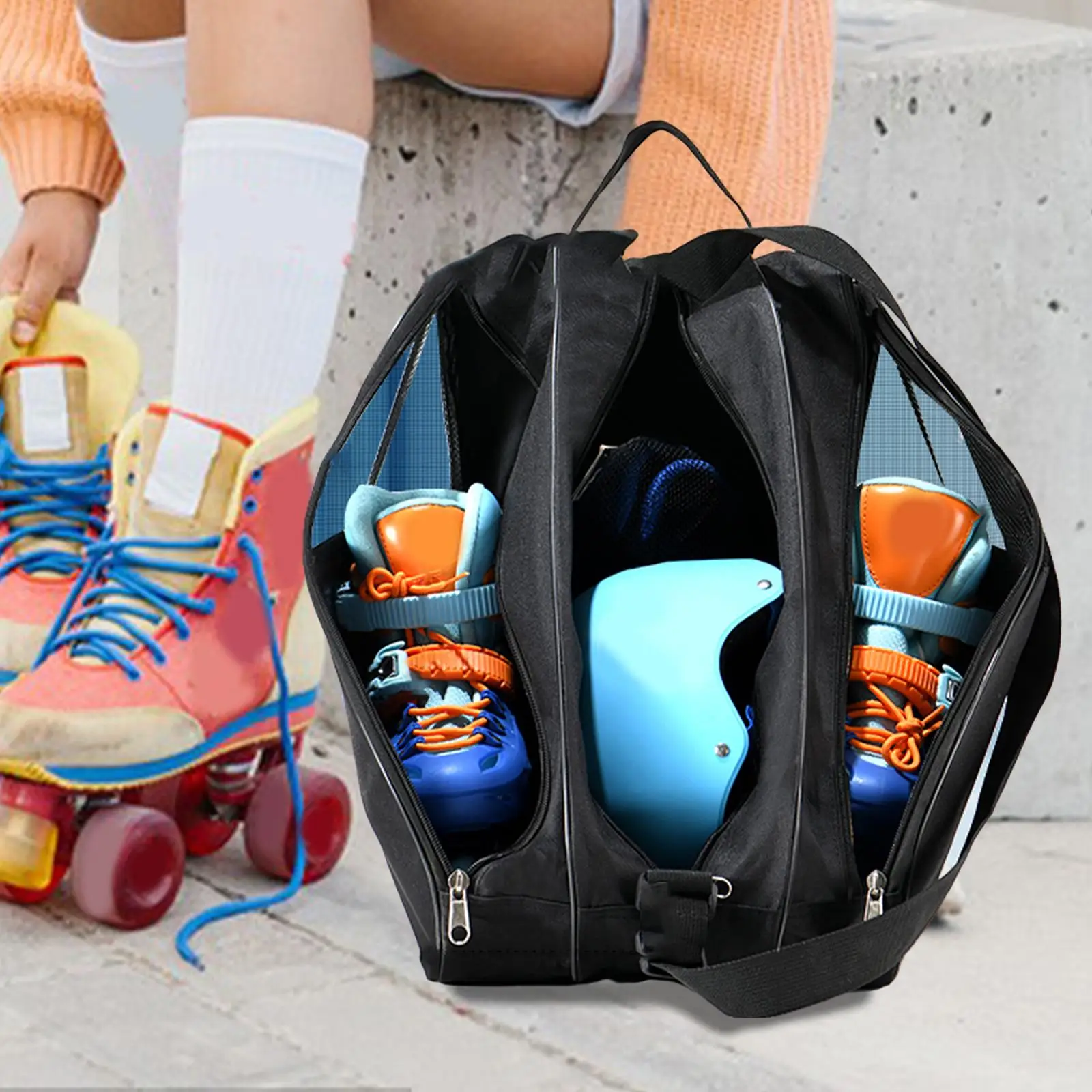 

Roller Skate Bag Oxford Cloth Kids Large Capacity Skating Shoes Bag for Quad Skates Figure Skates Ice Hockey Skate Inline Skates