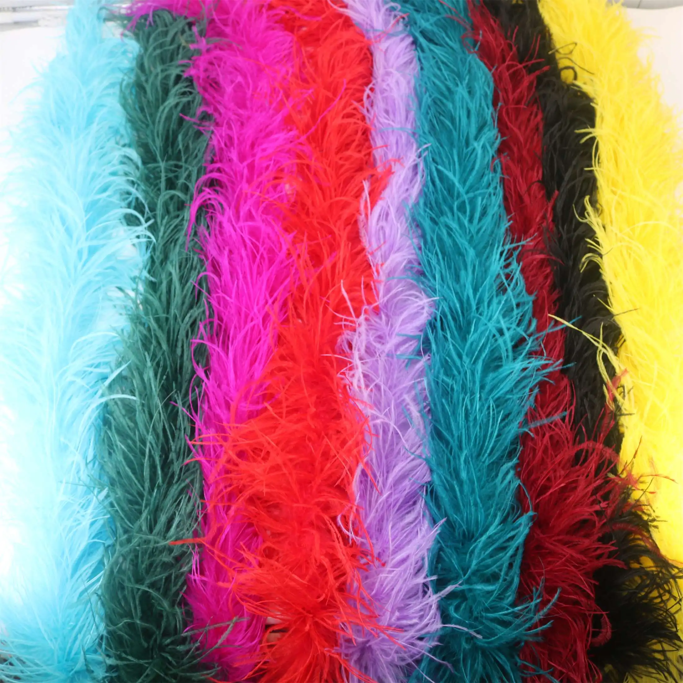 

6 Layer Ostrich Feather Boa Clothing Accessories 2 Meters Fringed Dress Plumas DIY Wedding Decoration Party Trimmings Home Decor