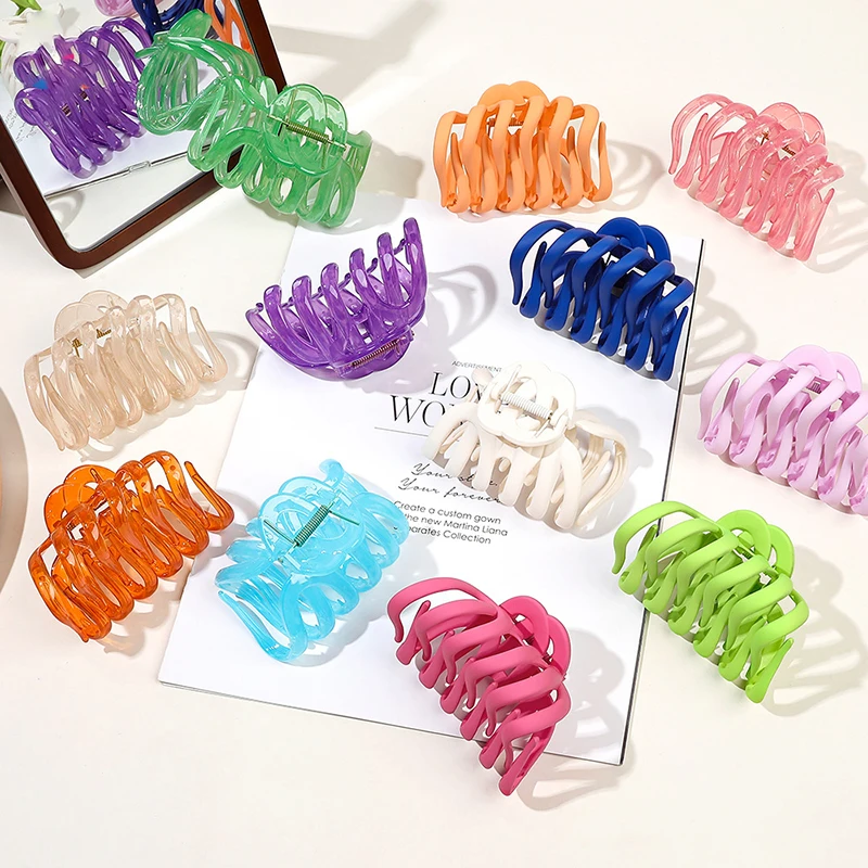 

Korean Large Hair Claw Acrylic Hairpin Jelly Color Geometry Barrette Crab Hair Clips For Women Girls Headwear Hair Accessories