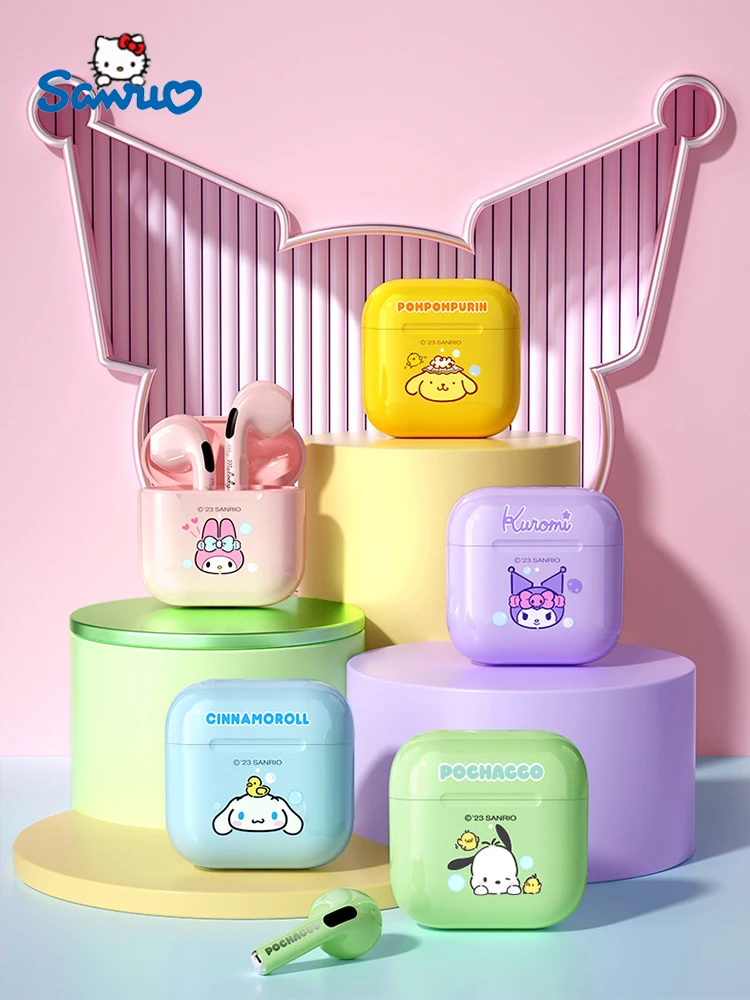 

Sanrio подарки Cinnamoroll Bluetooth гарнитура Kuromi подлинные шарнирные беспроводные наушники My Melody музыка шумоподавление наушники
