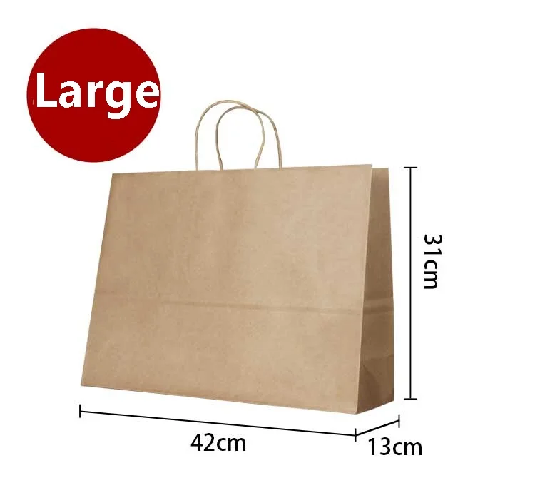 

10PCS Large kraft gift paper bag with handle/ horizontal Multifunction wedding party / 42*31*13cm Fashionable cloth paper bags