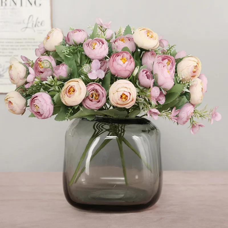 

2023 1pcs/30cm Rose Pink Silk Bouquet Peony Artificial Flower Heads/Bunch Bride Wedding Office Home Decor искусственные цветы