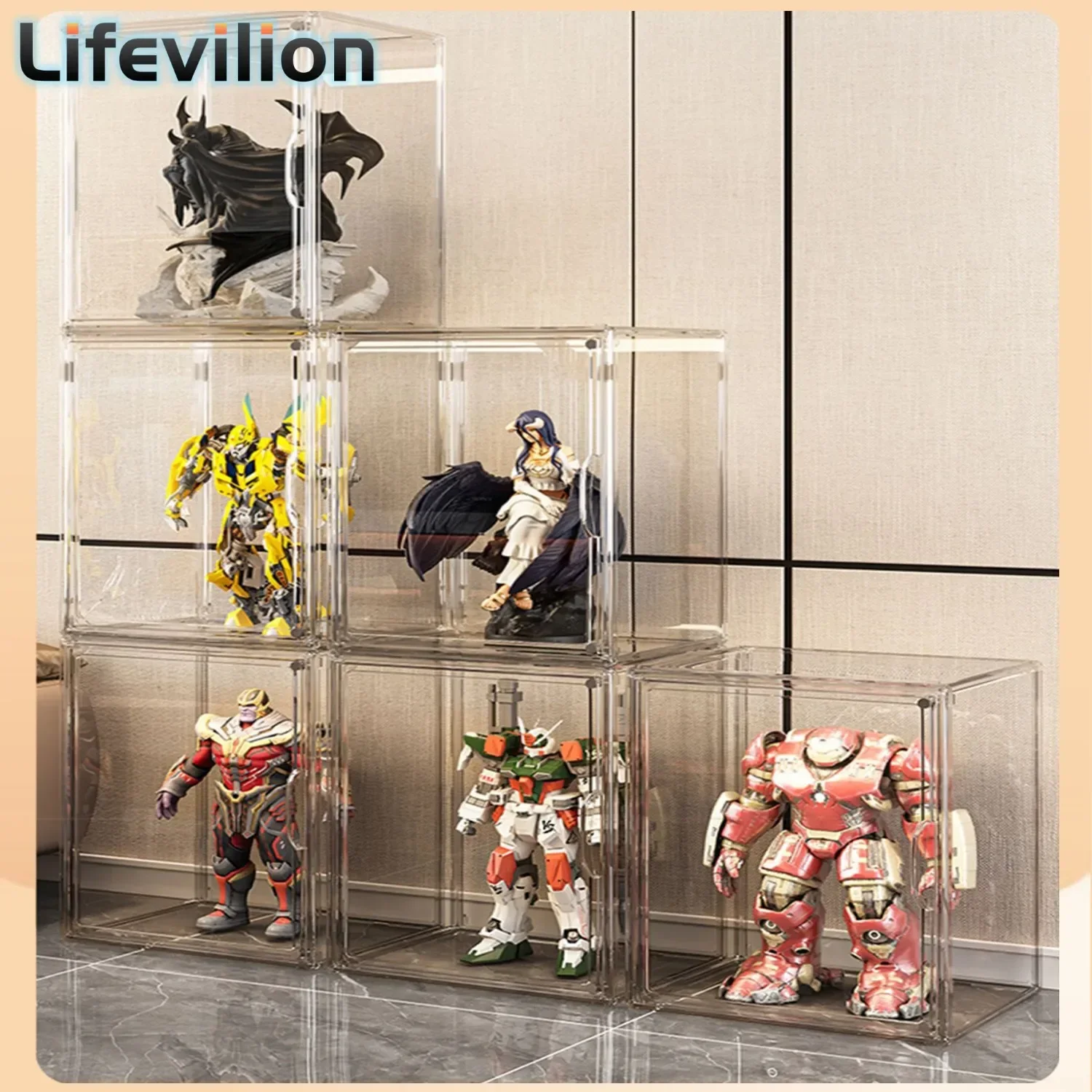 

Display Case Dustproof Clear Storage Bins Containers Organizer Bag Show Box for Figures/Toys/Collectibles/Gundam/Car Model/Lego