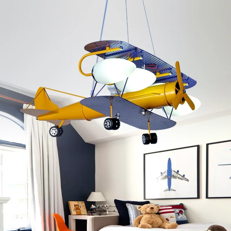 

Лампа для детской комнаты, люстра E27, подвесной светильник в виде самолета, светодиодсветильник ПА для детской спальни