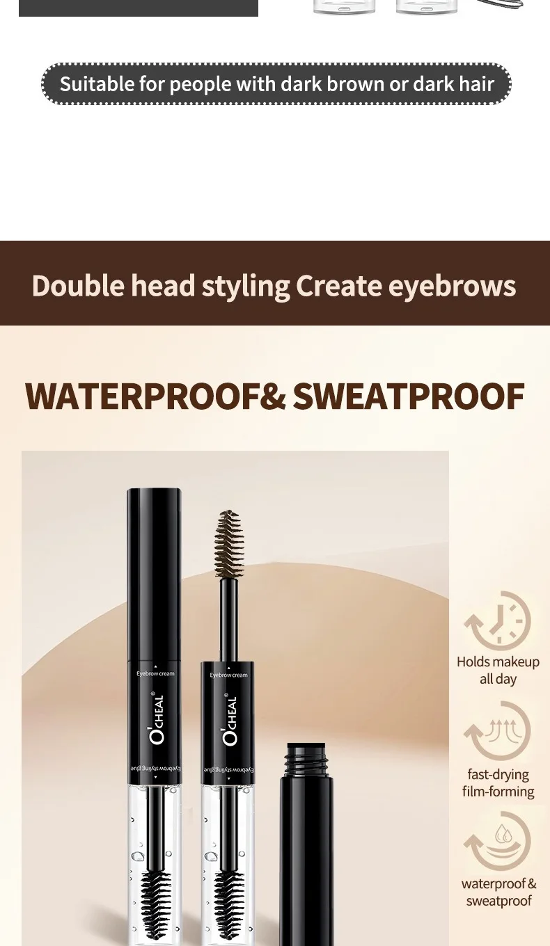 2-in-1 Double-Ended Brow Cream Gel - Smudge-Proof Waterproof Sweat-Resistant Long Lasting Eyebrow Tint Natural Hair-Like Strokes 17 S33942aae1ddd40c19b5541bfae4606cfB