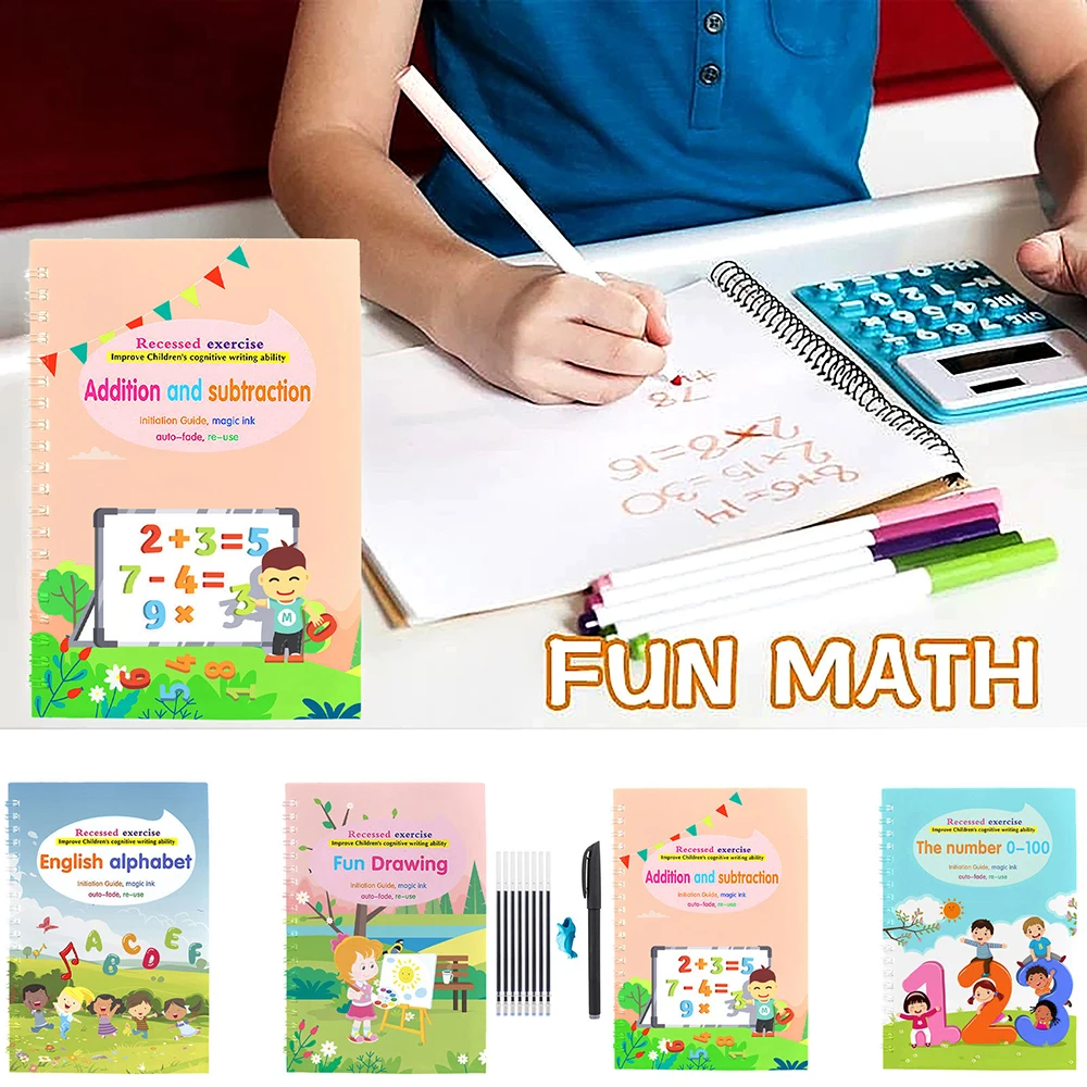 4 Books Reusable Copybook For Calligraphy Children's Favorite Copy Color Picture Book Learning Will Be Fun English Lettering Toy
4 Books Reusable Copybook For Calligraphy Children's Favorite Copy Color Picture Book Learning Will Be Fun English Lettering Toy