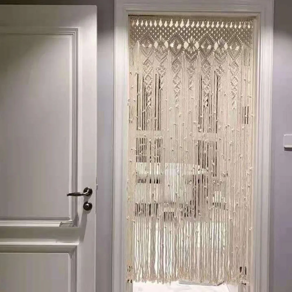 Hand Woven Cotton Door Curtain - Beige Wedding Tapestry 11 S33947de4f73c4a9c9fb45676638736d6o
