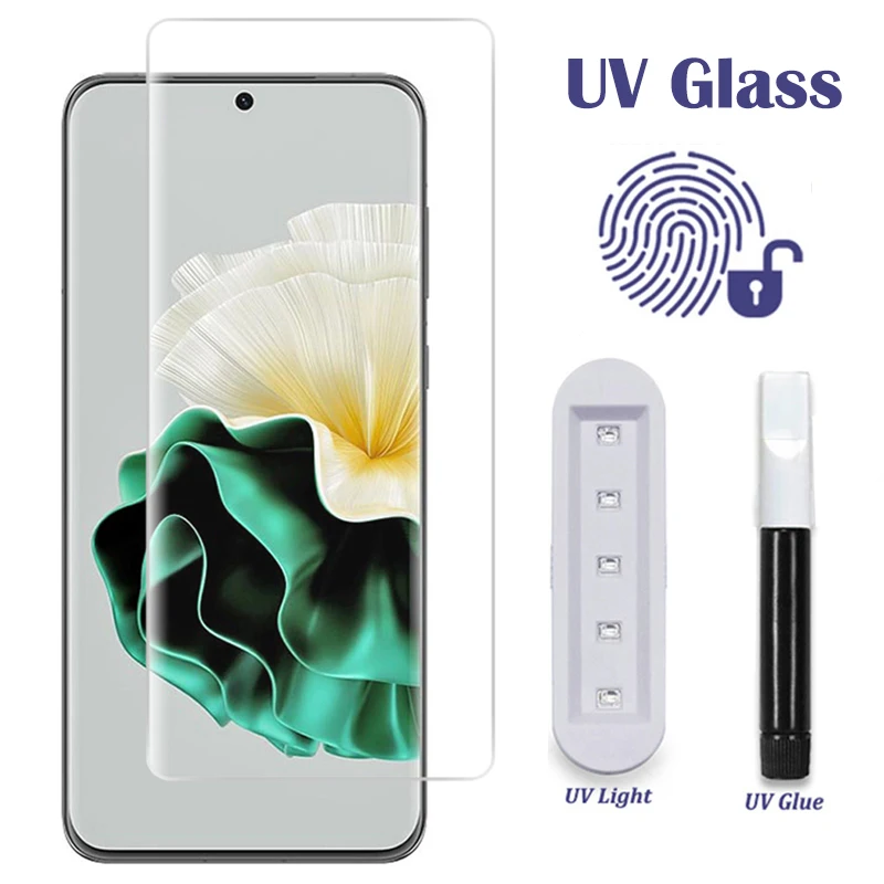 

UV Glue Tempered Glass For Huawei P30 P60 Pro Mate 50 20 40 30 P50 P40 lite Screen Protector Nova 7 8 9 10 Honor Magic 5 6 Glass