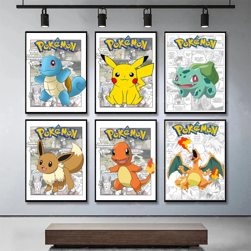 

Canvas Artwork Painting Pokemon Eevee Room Home Cartoon Character Picture Poster Toys Wall Decoration Hanging Gifts Decorative
