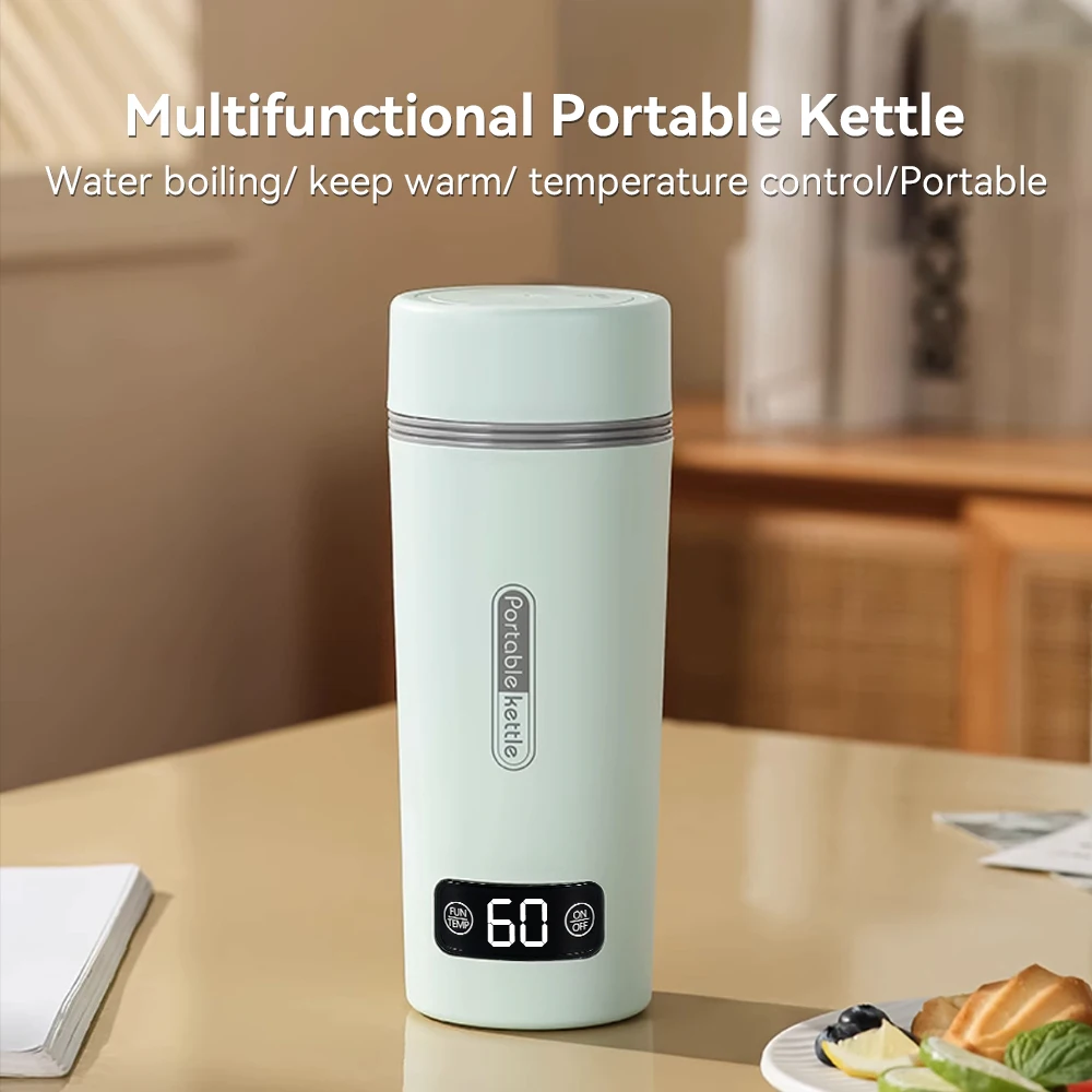 

350ml Portable Travel Kettle 304 Stainless Steel Material Digital Electric Heating Watercup With 4 Sections Temperature Control