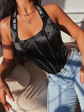 WeiYao Letter Embroidery Women Halter Crop Tops Corsets Backless Sleeveless Black Folds Sexy Clubwear 2022 Festival Clothing
WeiYao Letter Embroidery Women Halter Crop Tops Corsets Backless Sleeveless Black Folds Sexy Clubwear 2022 Festival Clothing