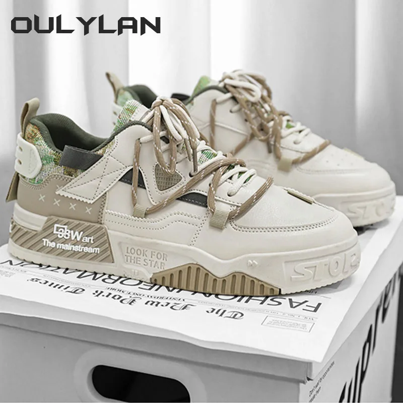 

OULYLAN Fashion Color Blocking Sports Shoes Thick Soled Shoes for Men Trendy Spring Casual Shoes Student Men's Shoes