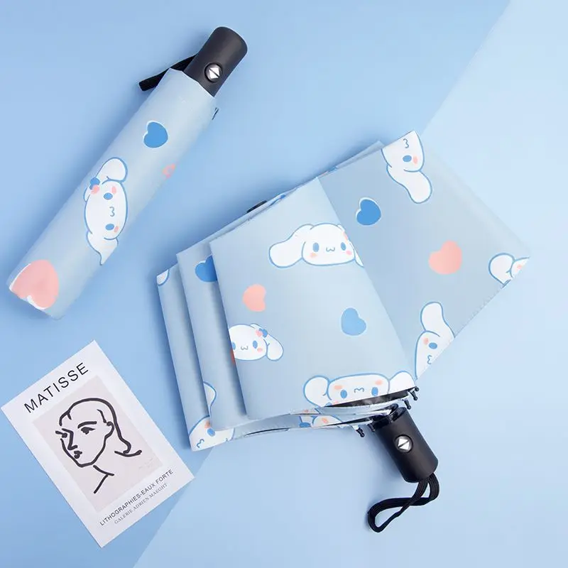 

Sanrio Fully Automatic Umbrella Cartoon Cinnamoroll Rain or Shine Cute Foldable Black Coating Anti-UV Umbrella Sunshade Gift