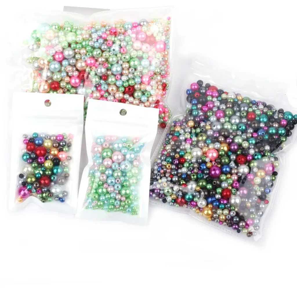

10/30g Mix Size ABS Imitation Pearls Round With hole pearl beads Craft For Jewelry Making white beige DIY Imitation Garment bead