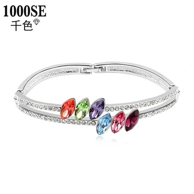 

Rhodium Plated Crystal Studded Ladies Party Birthday Gift Bangle Bracelet Crystals From Austria