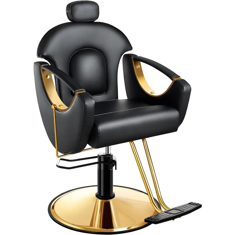 Baasha Ergonomic Reclining Hair Salon Chair, Gold Styling, Removable Headrest, 360 Swivel, Black
Baasha Ergonomic Reclining Hair Salon Chair, Gold Styling, Removable Headrest, 360 Swivel, Black