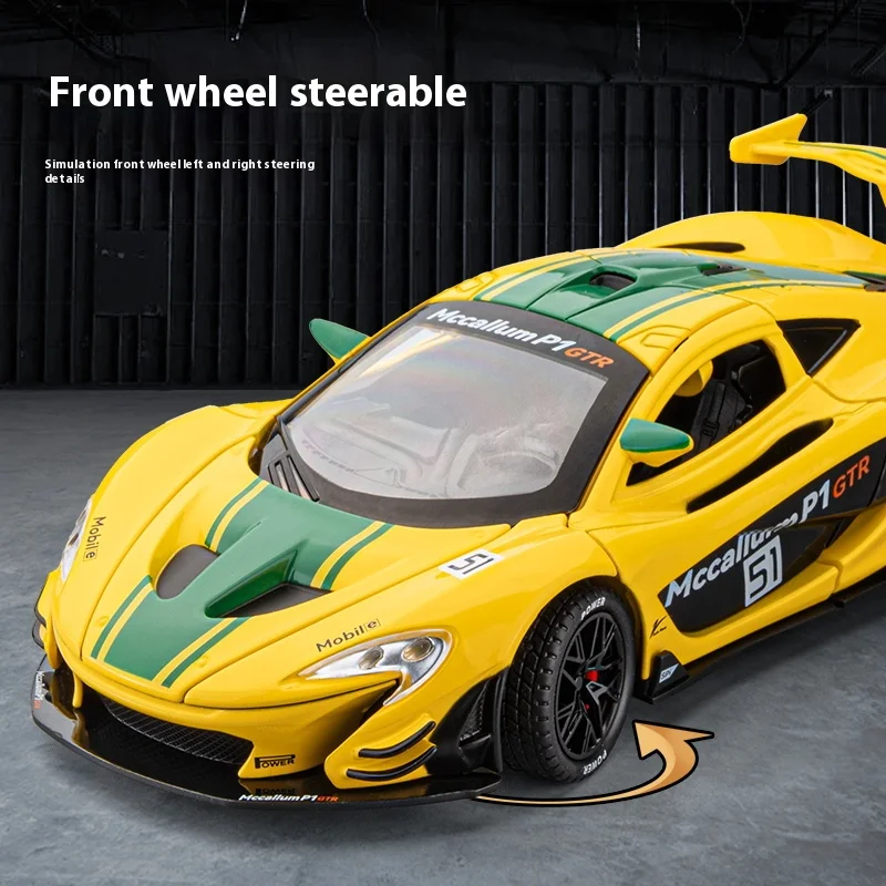1:22 McLaren P1 GTR Supercar Alloy Metal Diecast Model Car Pull Back Sound and Light High Simulation Model Vehicle Boys Gifts
1:22 McLaren P1 GTR Supercar Alloy Metal Diecast Model Car Pull Back Sound and Light High Simulation Model Vehicle Boys Gifts