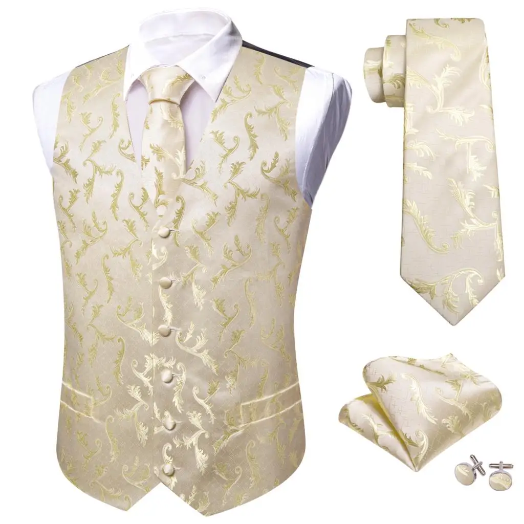 Luxury Vest for Men Silk Gold Waistcoat Tie Hanky Set Wedding Groom Formal Suit Dress Elegant Male Gilet Sleeveless Barry Wang
Luxury Vest for Men Silk Gold Waistcoat Tie Hanky Set Wedding Groom Formal Suit Dress Elegant Male Gilet Sleeveless Barry Wang