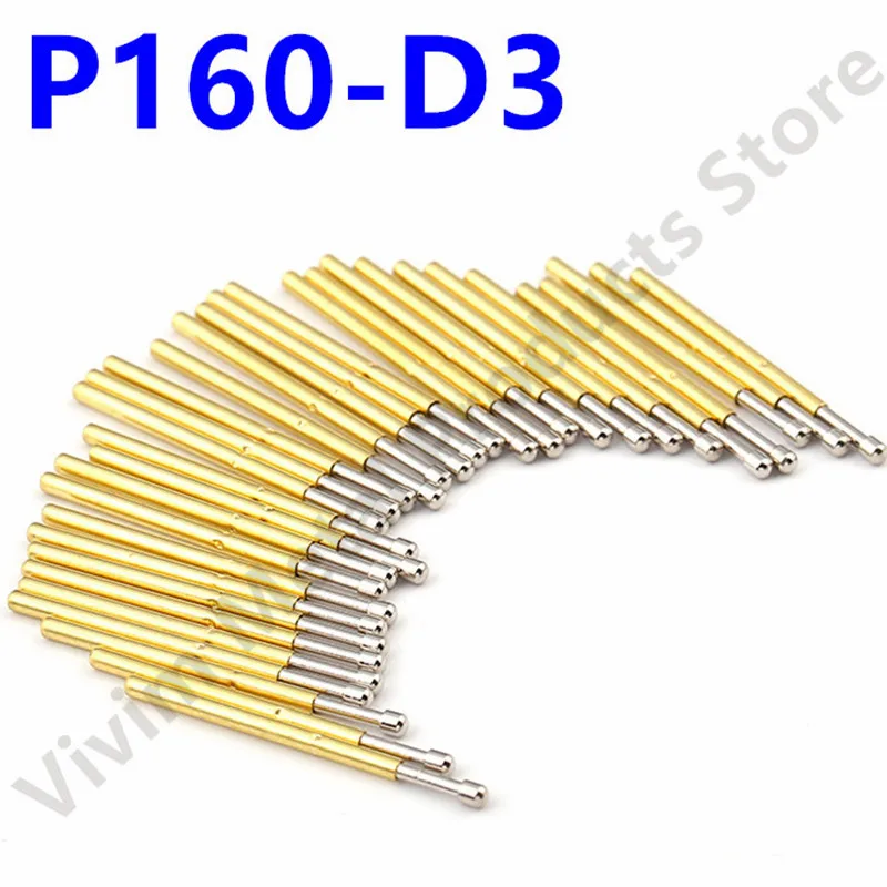 

100PCS P160-D3 Spring Test Probe P160-D Metal Brass Test Pin Test Probe Sleeve Length 24.5mm Spring Probe Pogo Pin