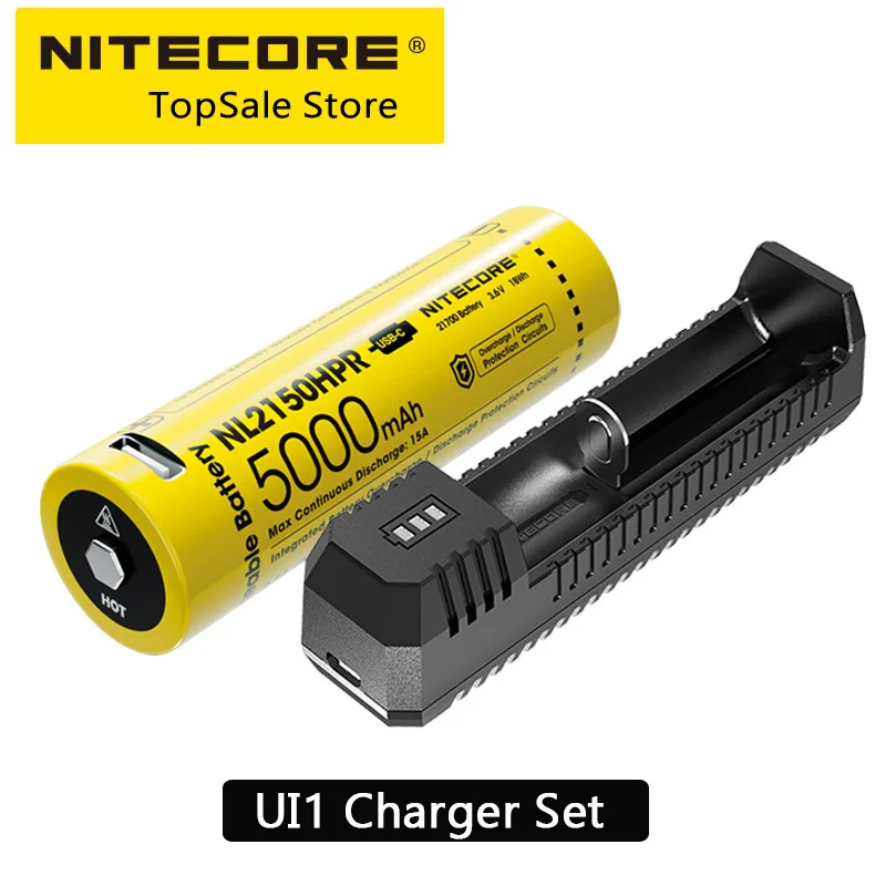 

Wholesale NITECORE NL2150HPR 21700 Li-ion Battery 15A 5000mAh High Drain Unlimited Energy 18Wh USB-C Port Rechargable Batteries