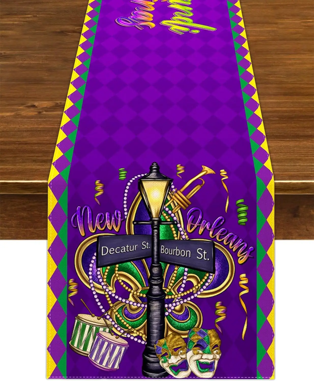 

Mardi Gras Linen Table Runner New Orleans Carnival Masquerade Party Decoration Kitchen Dining Table Runners Mardi Gras Decor