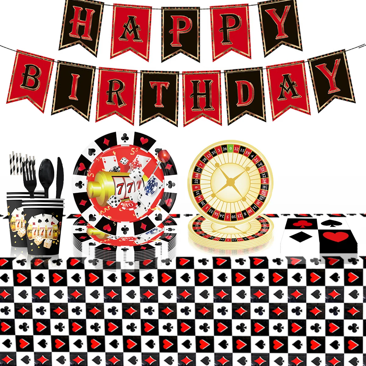 Poker Game Casino Party Decorations Playing Card Theme Disposable Party Tableware Bachelor Party Supplies Adult Anniversary
Poker Game Casino Party Decorations Playing Card Theme Disposable Party Tableware Bachelor Party Supplies Adult Anniversary