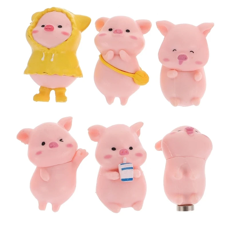 

6pcs Cartoon Pig Fridge Magnet Stickers Funny Animals Refrigerator Magnets