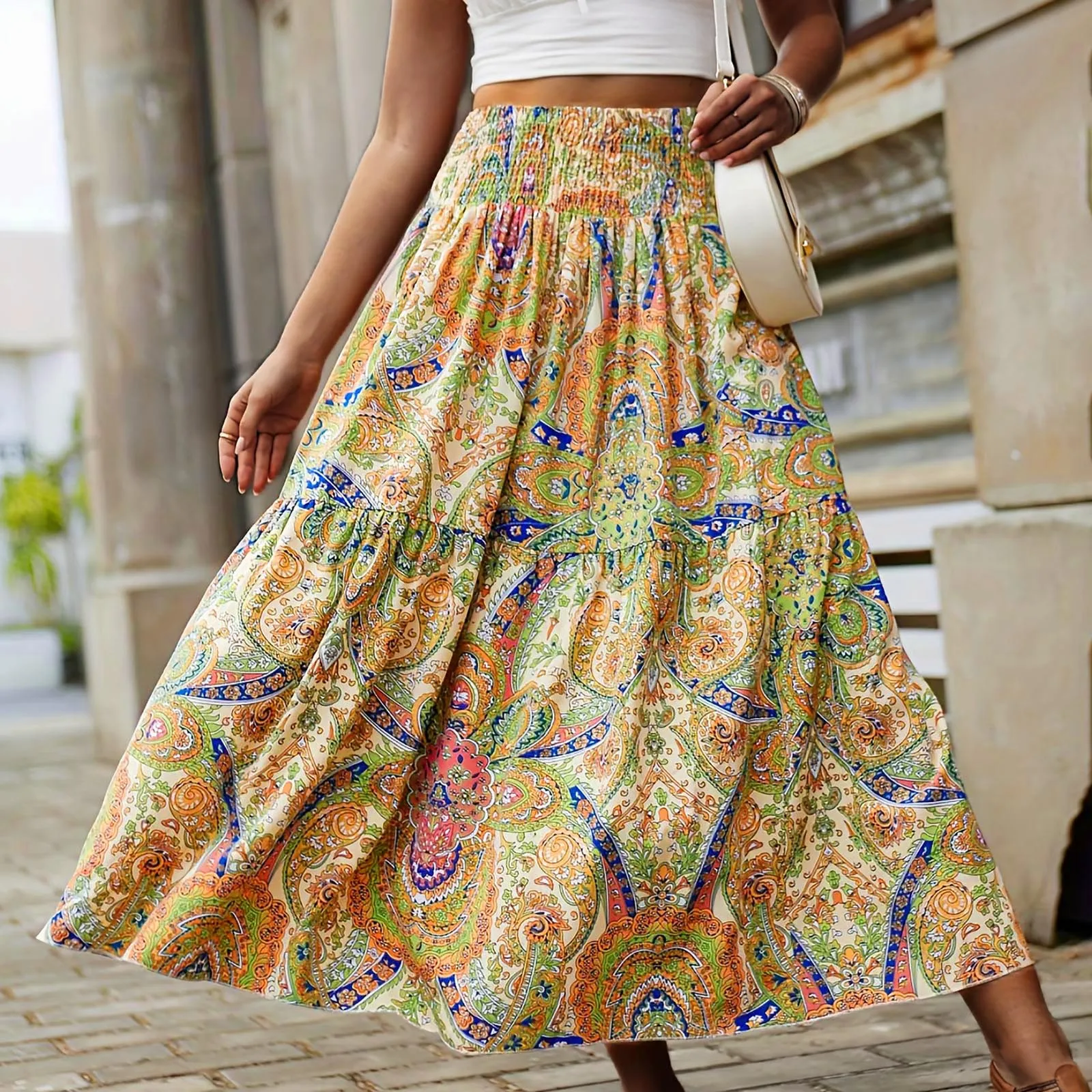 Summer Bohemian Style Swing Skirts For Women Lace Up Floral Print Flowy Long Skirt Female Loose Split Boho Outfits юбка женская
Summer Bohemian Style Swing Skirts For Women Lace Up Floral Print Flowy Long Skirt Female Loose Split Boho Outfits юбка женская