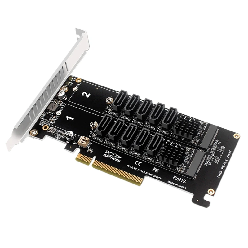 Плата расширения PCI-E Dual NVME RAID PCI-E X8, раздельная карта до SATA, 10-портовый адаптер, карта JMB585 с чипом, поддерживает телефон 4,0
Плата расширения PCI-E Dual NVME RAID PCI-E X8, раздельная карта до SATA, 10-портовый адаптер, карта JMB585 с чипом, поддерживает телефон 4,0