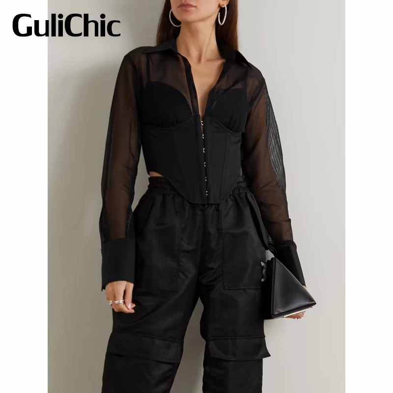 12.30 GuliChic Women Party Sexy Grid Corset Shirt Turn Down Collar Long Sleeve Hook-And-Eye Short Blouse
12.30 GuliChic Women Party Sexy Grid Corset Shirt Turn Down Collar Long Sleeve Hook-And-Eye Short Blouse
