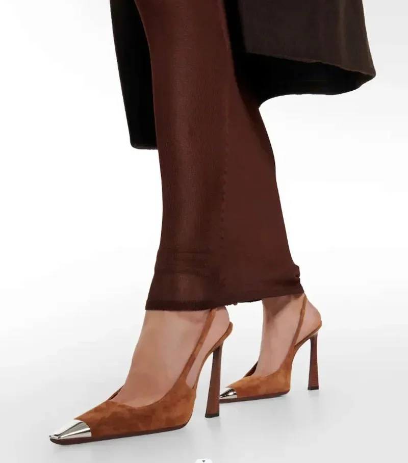 Metal Decorative Sexy Pointed Toe High Heels Women Ankle Strap Suede Women Pumps Summer Elegant Heeled Sandals Tacones Mujer 3 S33b1f88a61234c67877caa4719a178d2G